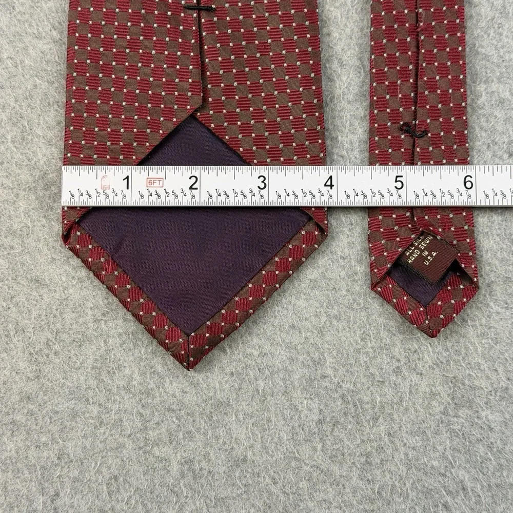 Jos. A. Bank Corporate Collection Silk Tie Red Brown Geometric USA  58X3.75